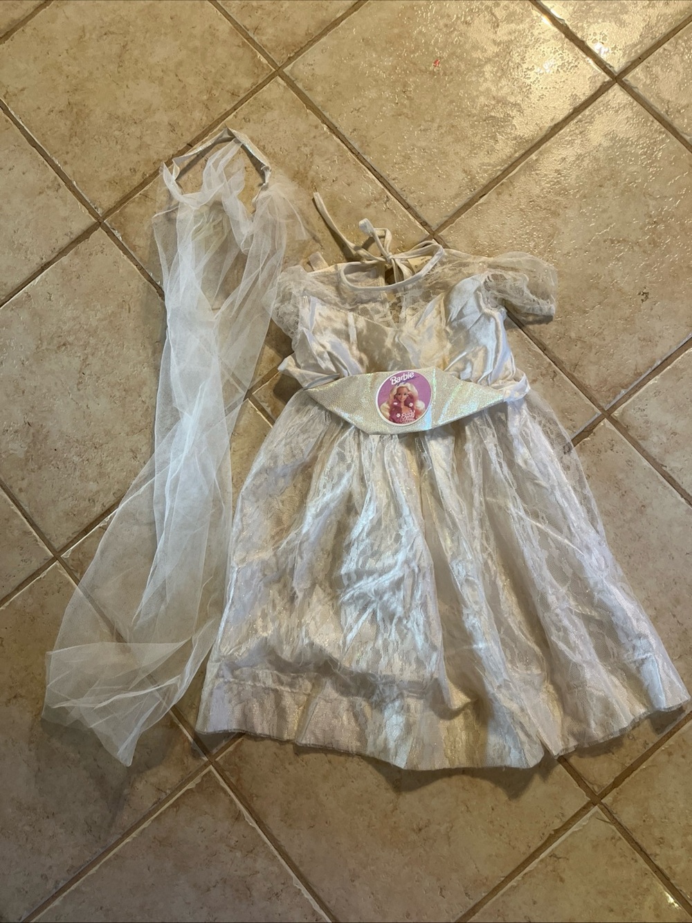 vintage 90s Barbie Bride dress with veil -toddler age 2-3 yrs